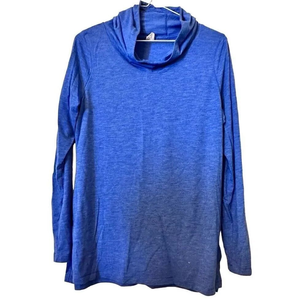 Sport Tek Women's Hoodie Wicking Long Sleeve Pull Over Top Blue Medium